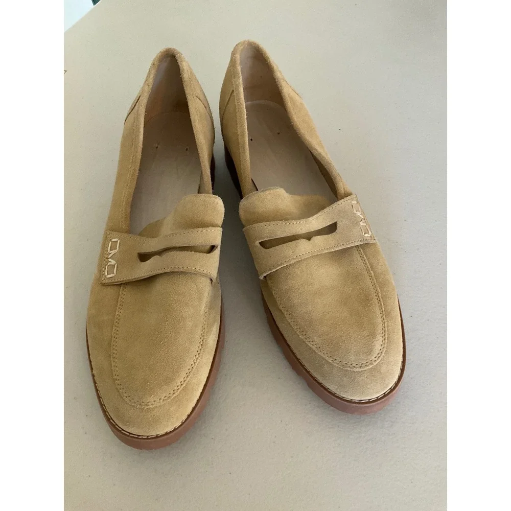 Vionic Cheryl II Loafers Women 10 Tan Suede Lug Sole Penny Loafer
